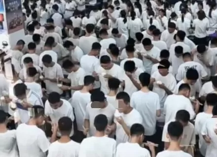 中学食堂无座椅学生站着吃饭校方：这是学校传统-第1张图片-