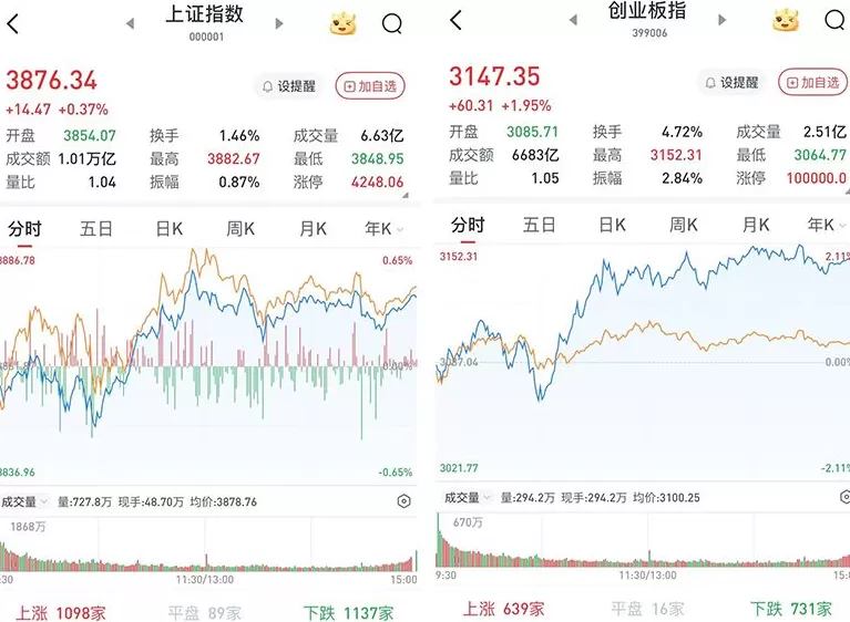 A股三大股指收涨，创指再创阶段新高：光刻机、半导体板块涨势强劲-第1张图片-