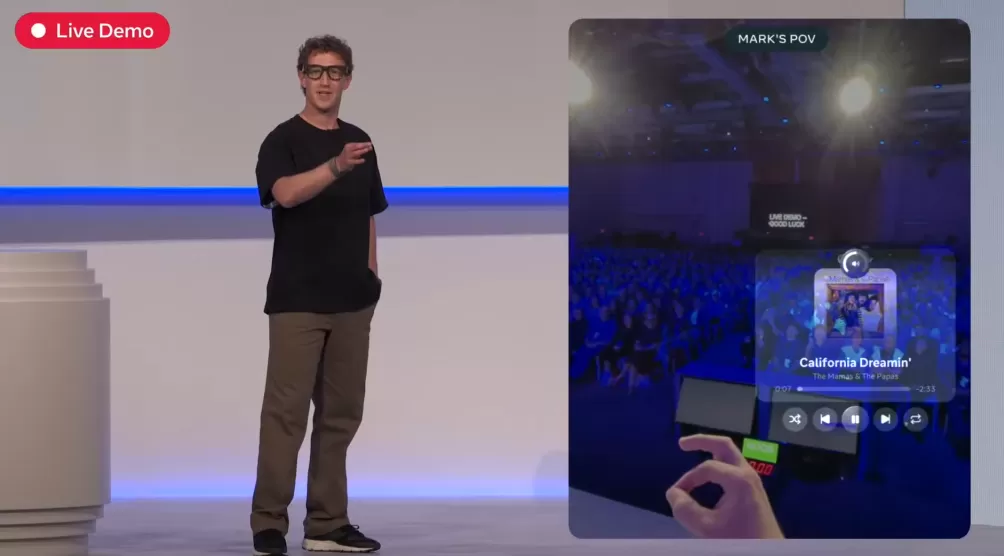 起售价799美元！Meta推出旗下首款内置显示屏的智能眼镜，但现场演示“翻车”了-第2张图片-