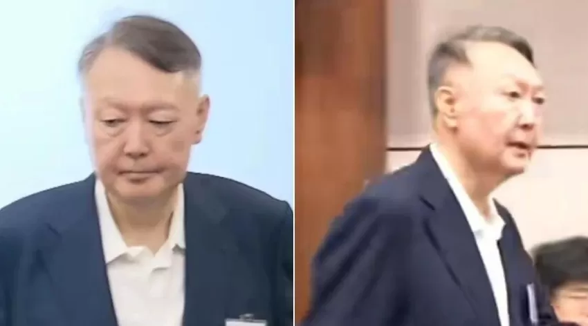 尹锡悦穿正装出庭受审：头发花白，没戴领带，胸前号码3617-第1张图片-