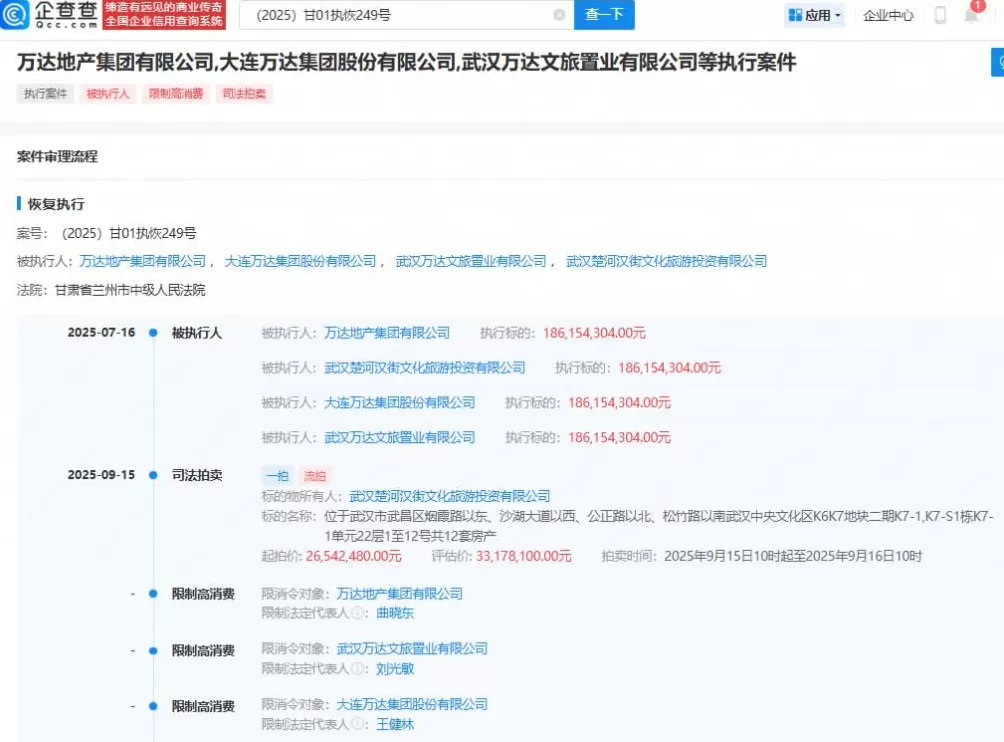 王健林及万达集团被限消-第1张图片-