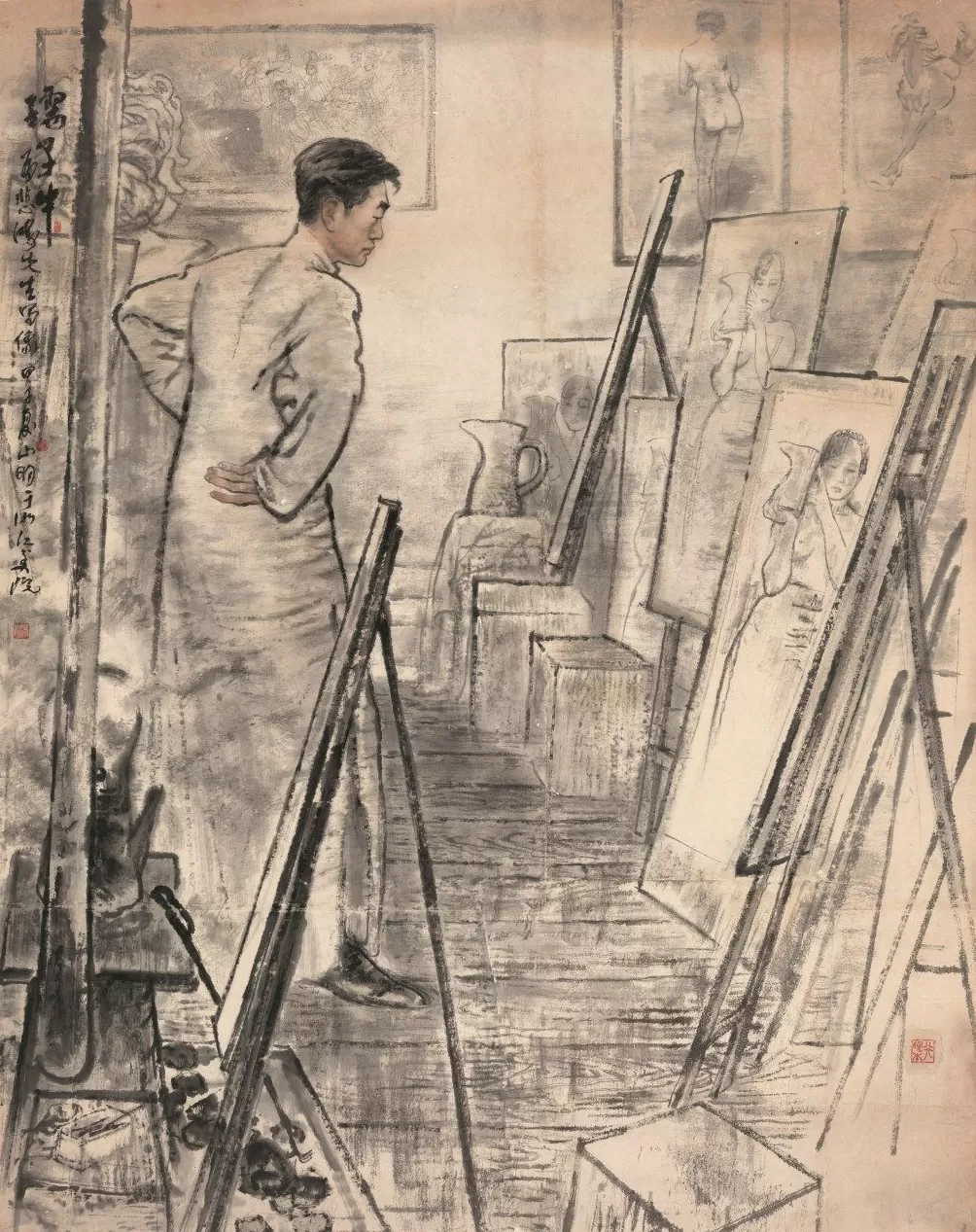 水墨动画片《山水情》的人物造型出自这位画家-第4张图片-