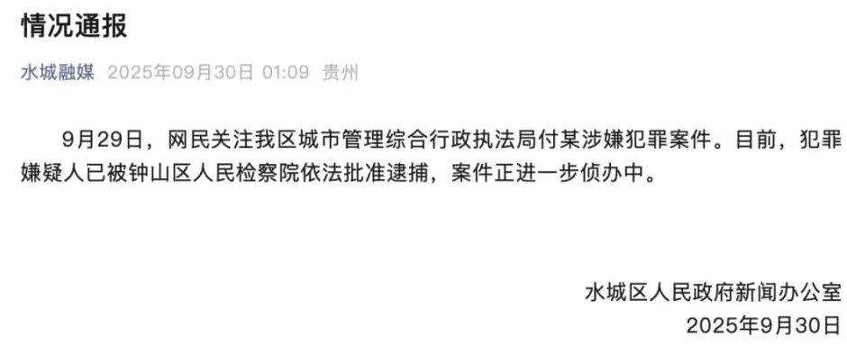 城管局副局长被指长期性侵未成年继女，官方凌晨通报：付某已被批捕！案件正进一步侦办中-第1张图片-