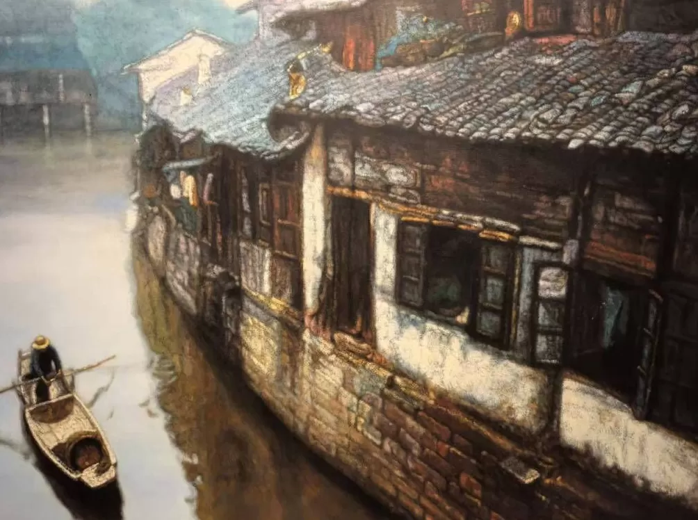 陈逸飞笔下，桥为骨水成韵的江南-第1张图片-