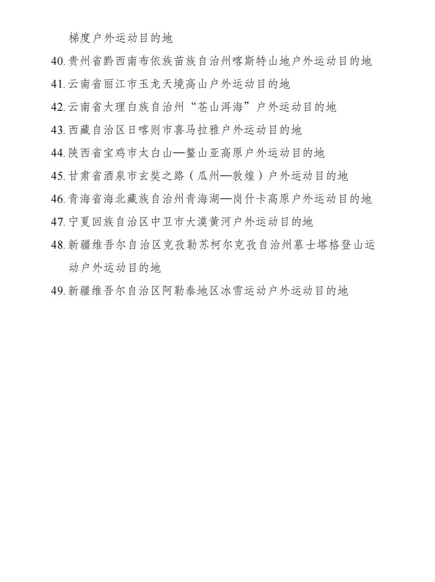 六部门印发第一批高质量户外运动目的地建设地区名单-第3张图片-