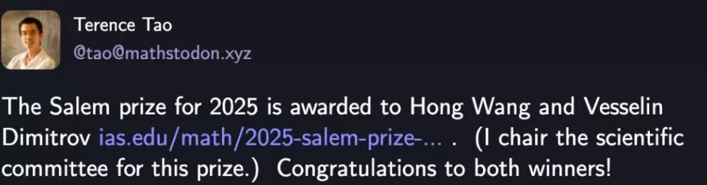 广西籍90后数学家王虹,拿下超级大奖!127页论文证明国际数学难题,北大演讲韦东奕首排听讲-第1张图片- 广西籍90后数学家王虹,拿下超级大奖!127页论文证明国际数学难题,北大演讲韦东奕首排听讲-第1张图片-