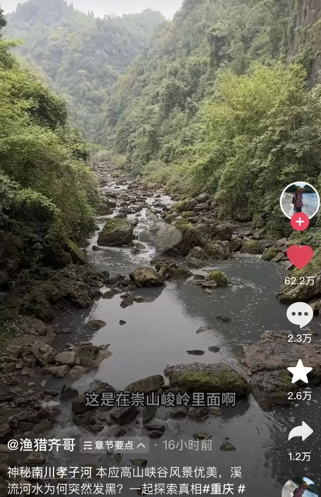 300万粉丝博主曝光重庆一河流污染严重，当地：正在现场，尚不知污染原因-第1张图片-