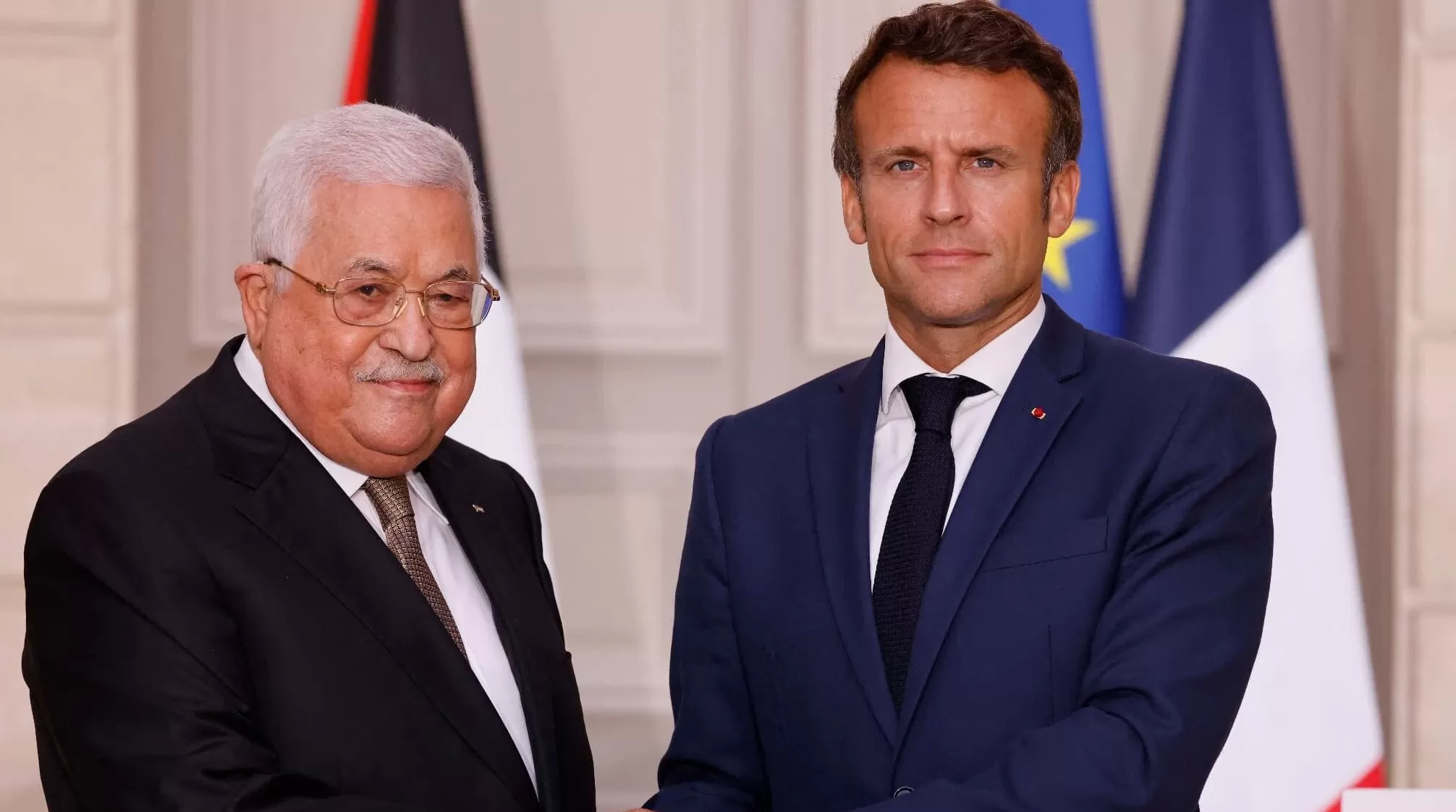 法国总统会见巴勒斯坦总统，重申支持“两国方案”-第1张图片-