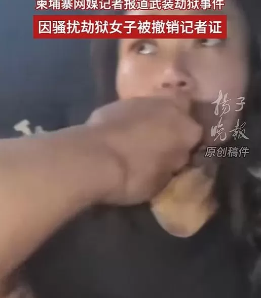 柬埔寨参与武装劫狱女子因颜值引发关注，被捕现场一记者对其骚扰，后被吊销记者证-第5张图片-