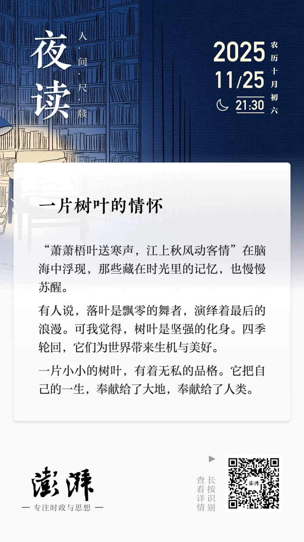 夜读｜一片树叶的情怀-第1张图片-